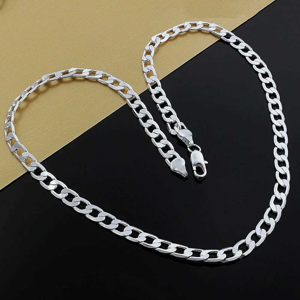Wholesale 925 sterling silver 18K solid color classic 6MM chain bracelet necklace for women and mens wedding jewelry set Y250408