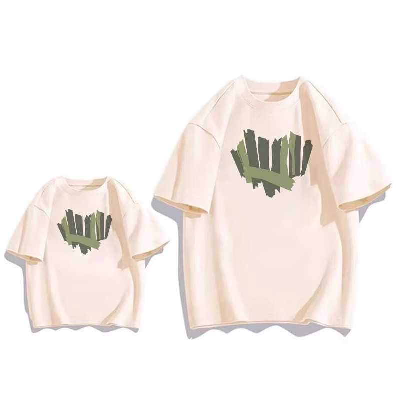2024 Explosive Street Parent Child Clothing Family of Three Summer New Collection Different Parent Child Clothing Mother Womens Wear Short Sleeve Tshi