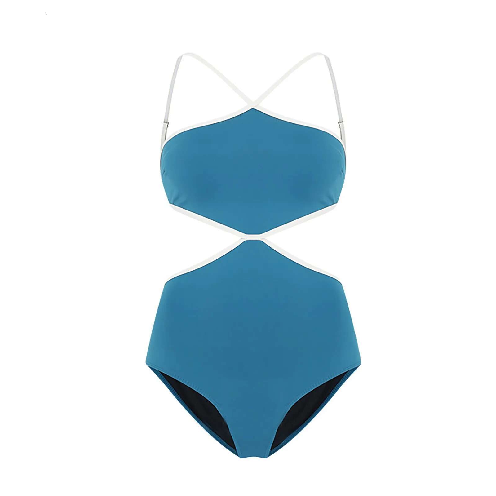 Dongdumaoyi Sexy One Piece Solid Swimsuit Women Cut Out Bathing Suit Swimwear Monokini Bandeau Korean Padded Beach Wear Brown