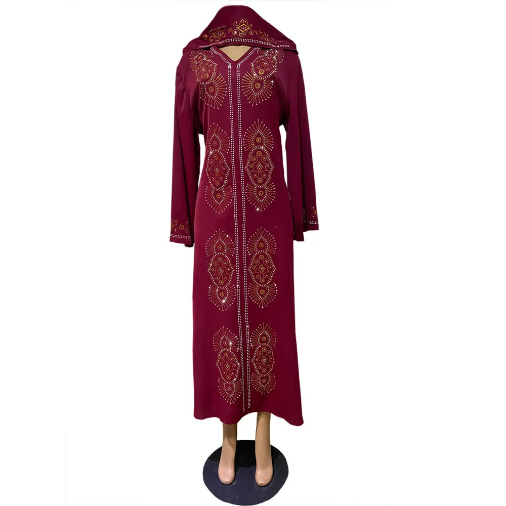 Muslim Abaya Womens Islamic Ramadan Ka Hoodie Long Sleeve Diamond Eid al Fitr Dress Abayas 250409