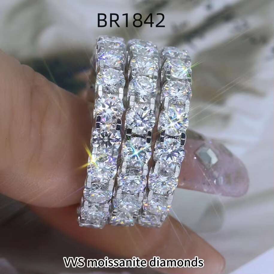 Popular Jewelry Sterling Silver 925 Rings for Man Hip Hop Jewelry Vvs Moissanite Iced Out Ring
