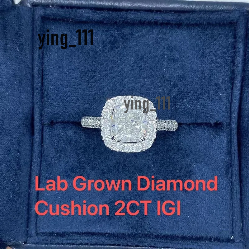 Cushion Cut 2 Ct Lab Grown IGI Certified Diamond Engagement Ring 14k White Gold CVD HPHT Diamond DEF Color VS-VVS