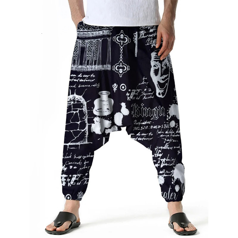 Mens Haren Pants Polyester Comfort Breathabilit Lantern Fashionable Casual Loose Essential For Home Vacation Parties 250408