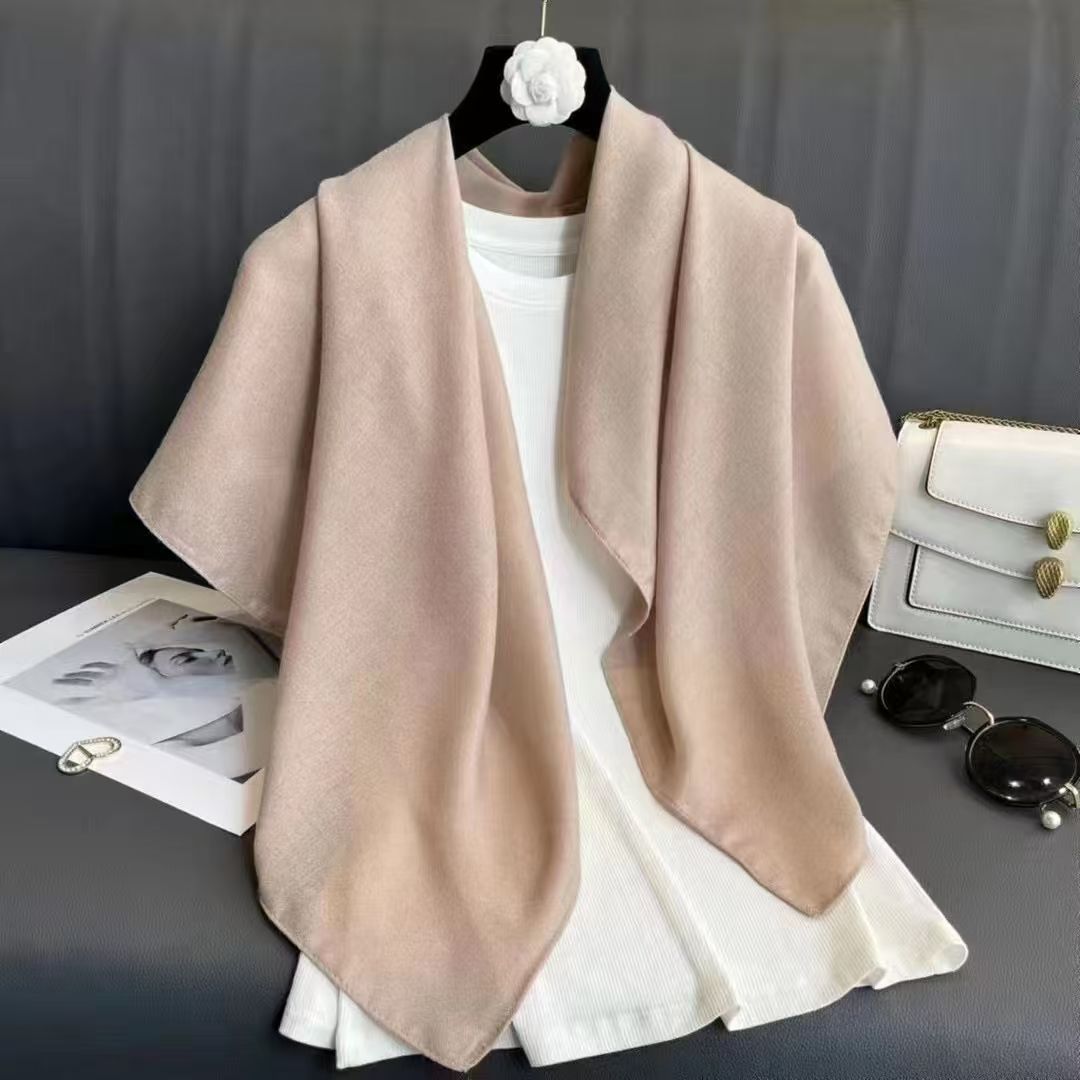 T441 Spring and Autumn Scarf Thin Cotton and Linen Pure Color Linen Breathable Decorative Shawl Warm Neck Scarf