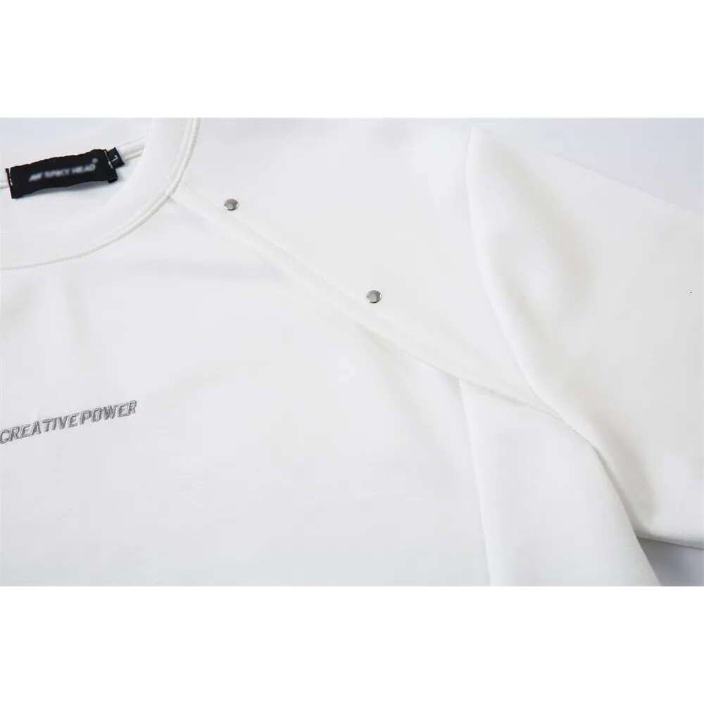 Letter Embroidery Short Sleeve T-Shirt Mens With Rivets Summer High Street Crew Neck Loose Tshirt Men Tops
