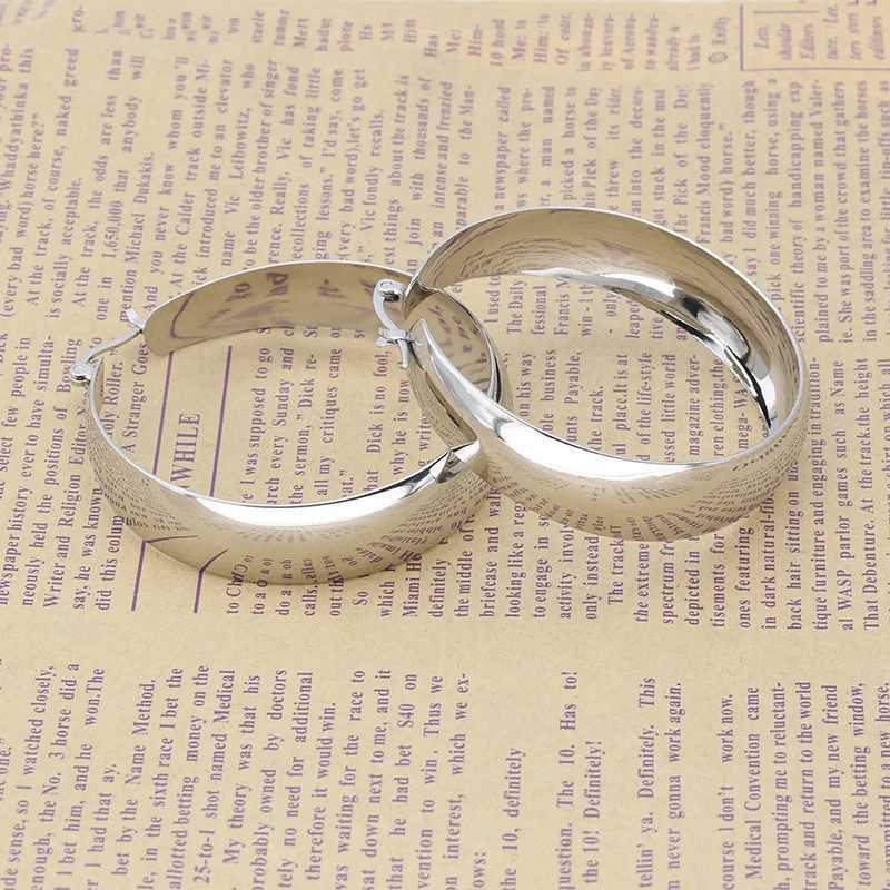 BAECYT 1 Pair Silver Color Circle Oversize Earring For Women Vintage Wide Statement Hoop Earring Ladies Stainless Jewelry 2021 Z250408