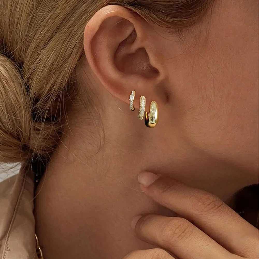 3pcs 14K Gold Plated Copper Earrings Hypoallergenic Dainty Gold Hoop Earrings Women Trendy Earring Stacks for Sensitive Ears Z250408
