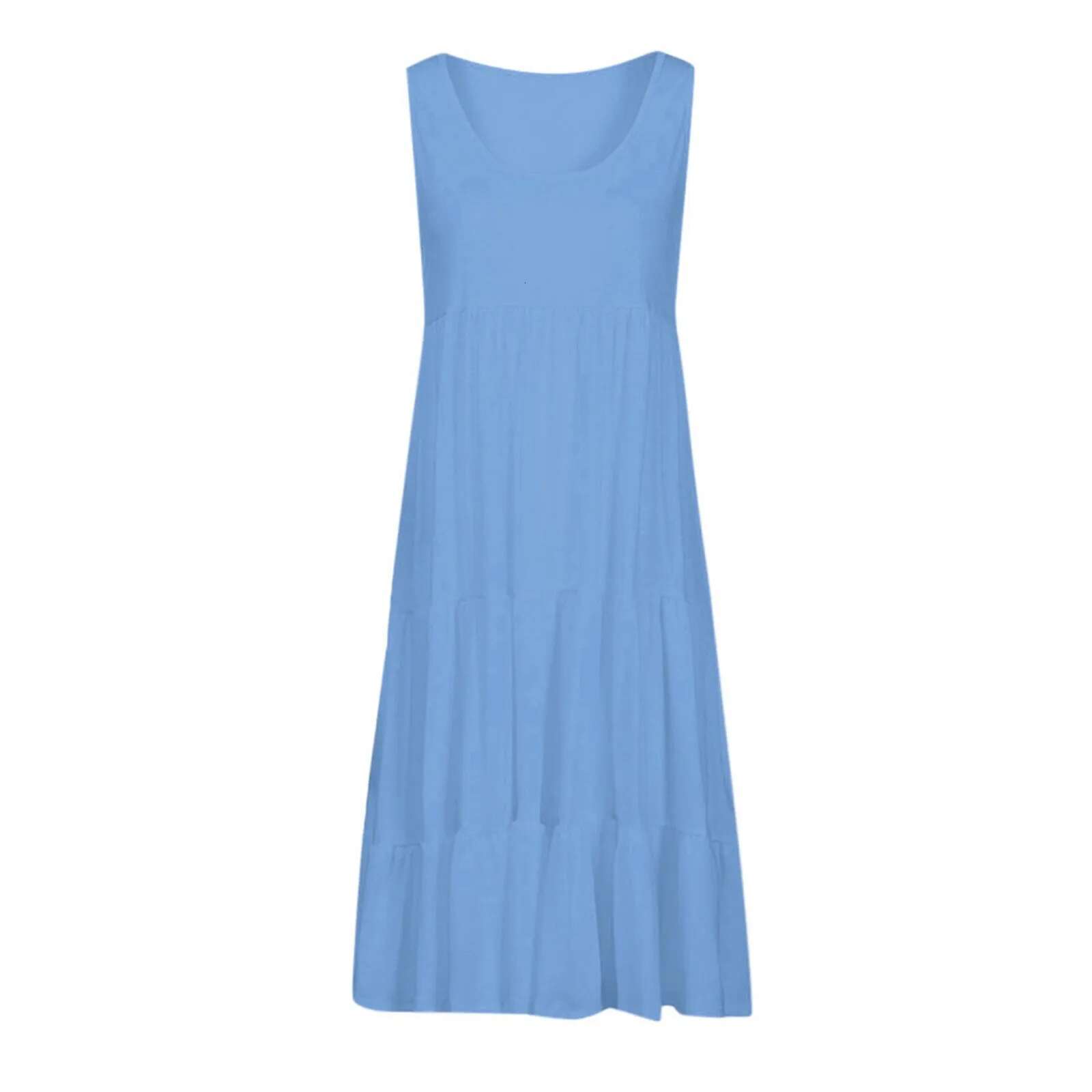 Dongdumaoyi Women Boho Beach Dress Summer Spaghetti Strap Solid Color Loose Vacation Cami Ladies Cotton Tshirt Tank Sundress