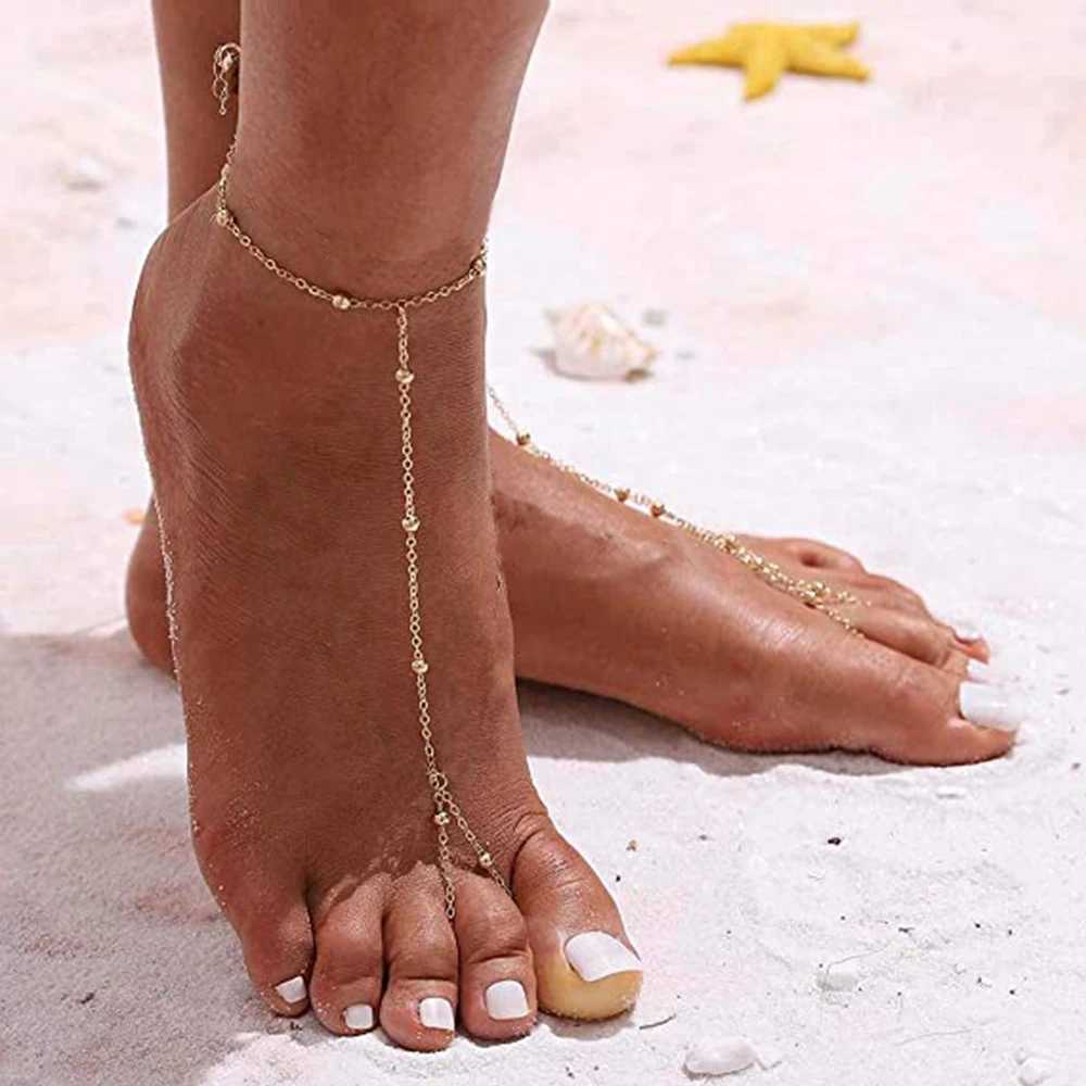 MinaMaMa New Style Simple Stainless Steel Foot Finger Chain Barefoot Anklets for Women Leg Chain Beach Foot Jewelry Z250408