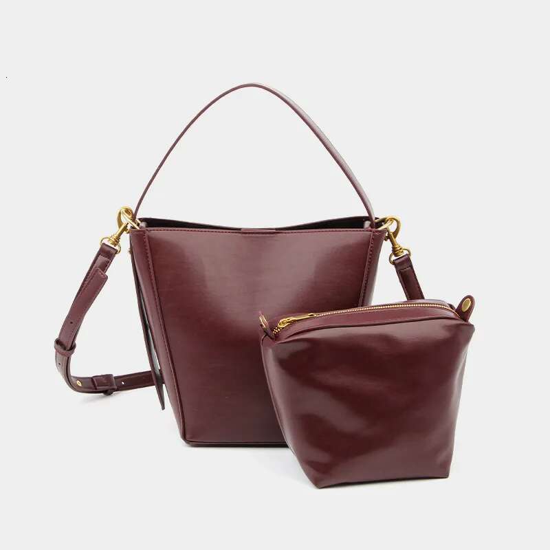 Meet You Woman Bucket Solid Color Soft Pu Leather Handbag Brand Design Casual Shoulder Crossbody Bag 2 Piece/Set 2025