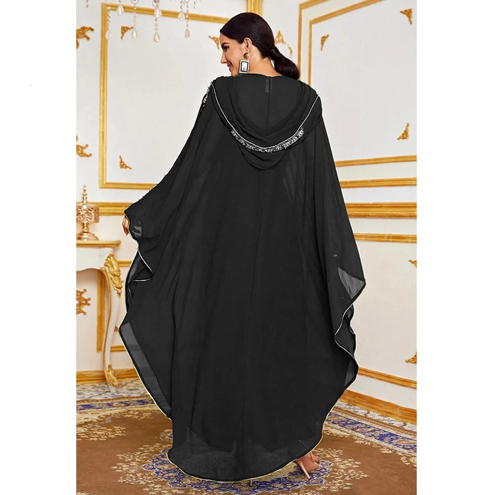 Abaya Morocco Kaftan Dubai Hoodie Maxi Dress Bat Sleeves Farasha Muslim Womens African Open Kimono Boubou Evening 250409