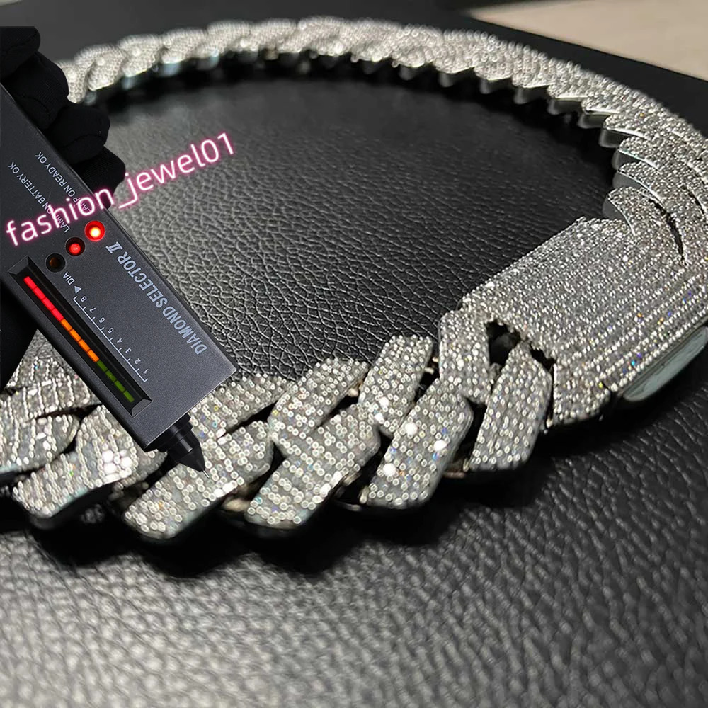 Hip Hop Jewelry Custom 25/20MM 925 Sterling Silver Pass Test Moissanite Cuban Link Chain Thick Miami VVS Cuban Necklace For Men