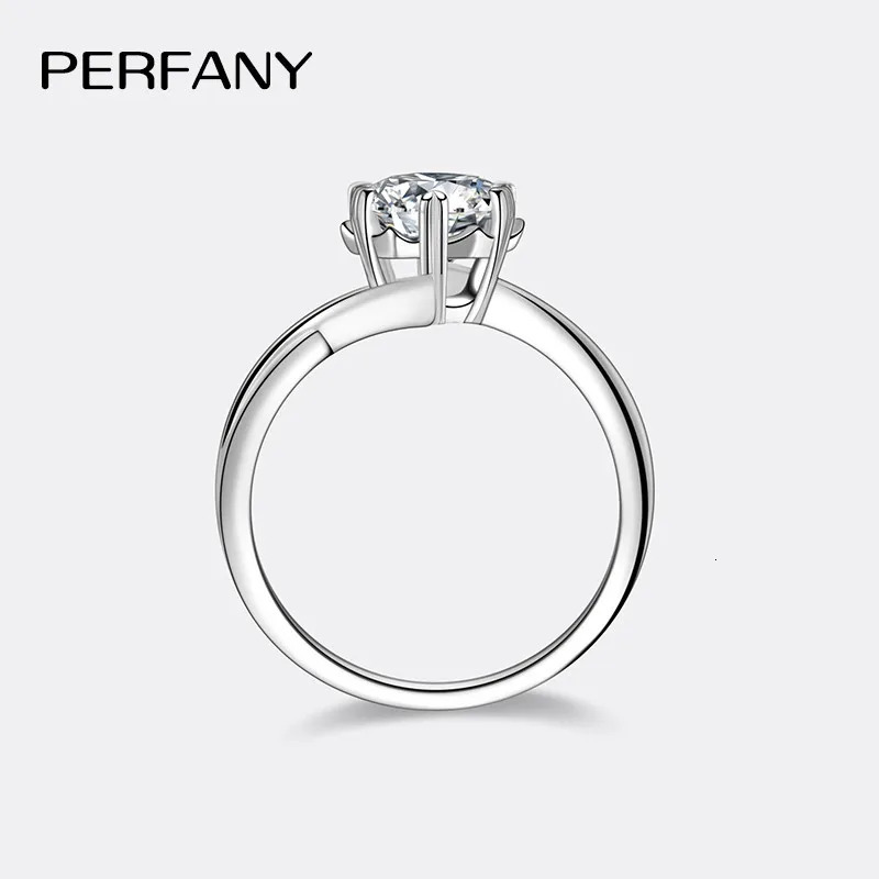 PERFANY 0.3-2CT Womens Ring S925 Pure Silver Snowflake Laboratory Diamond Wedding Ring Wedding Jewelry 250325