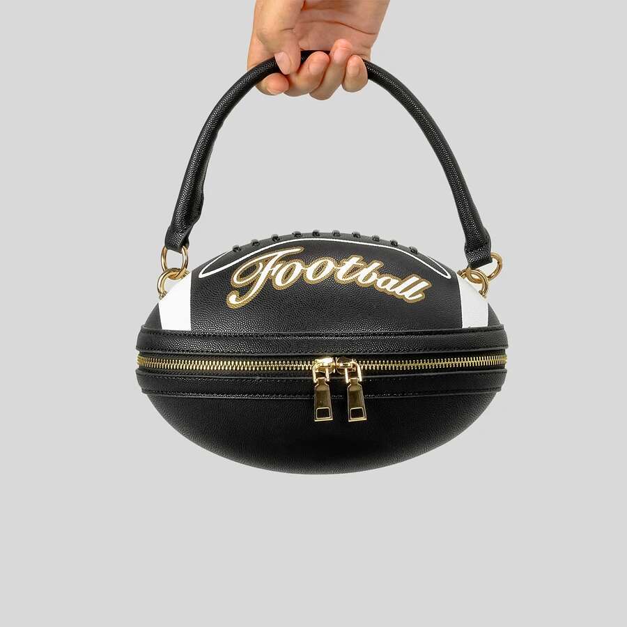 Creative Rugby Design Women Handbags Funny American Football Shoulder Crossbody Bags Pu Leather Cute Oval Small Tote Bag