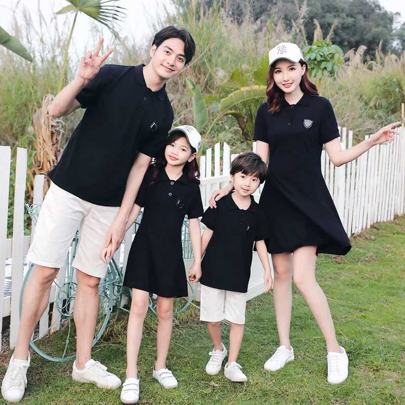 Fashionable black polo family dress mens shirt mens T-shirt mens T-shirt womens mini dress mens Mathing set S2548