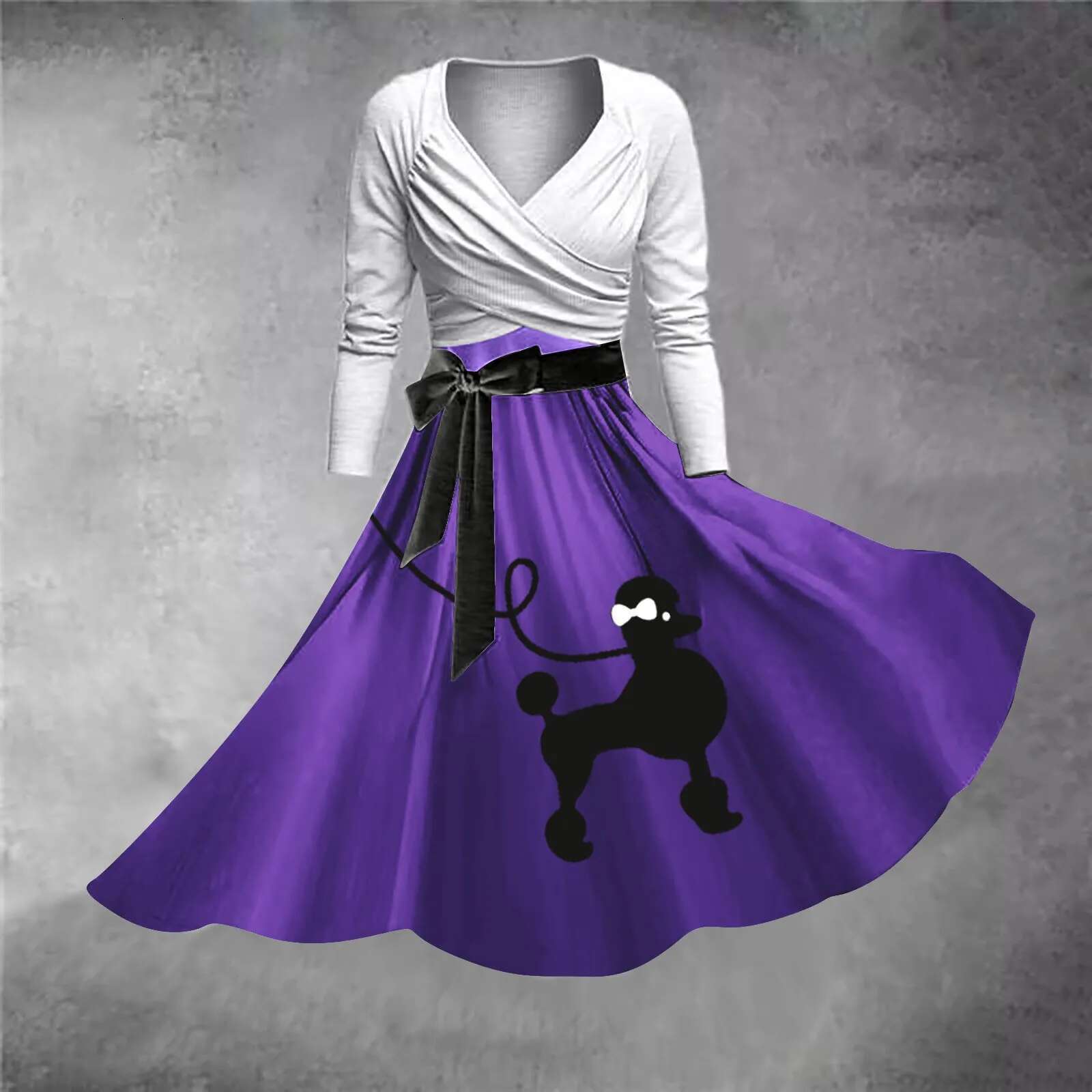 Dongdumaoyi Summer Women Casual Sweet Knee Length Party Evening Dress New Patchwork A Line Dresses Ladies Vintage Dog Print Skirt