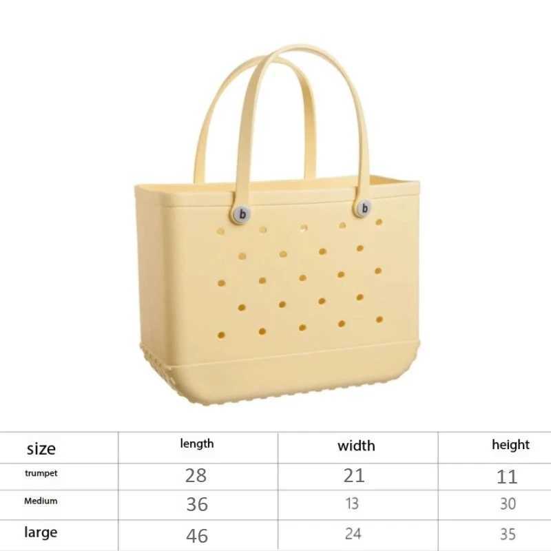 Durable EVA beach handbag large capacity bag Fi rubber waterproof handbag solid color jelly beach bag Sundries organizer Y250409Y