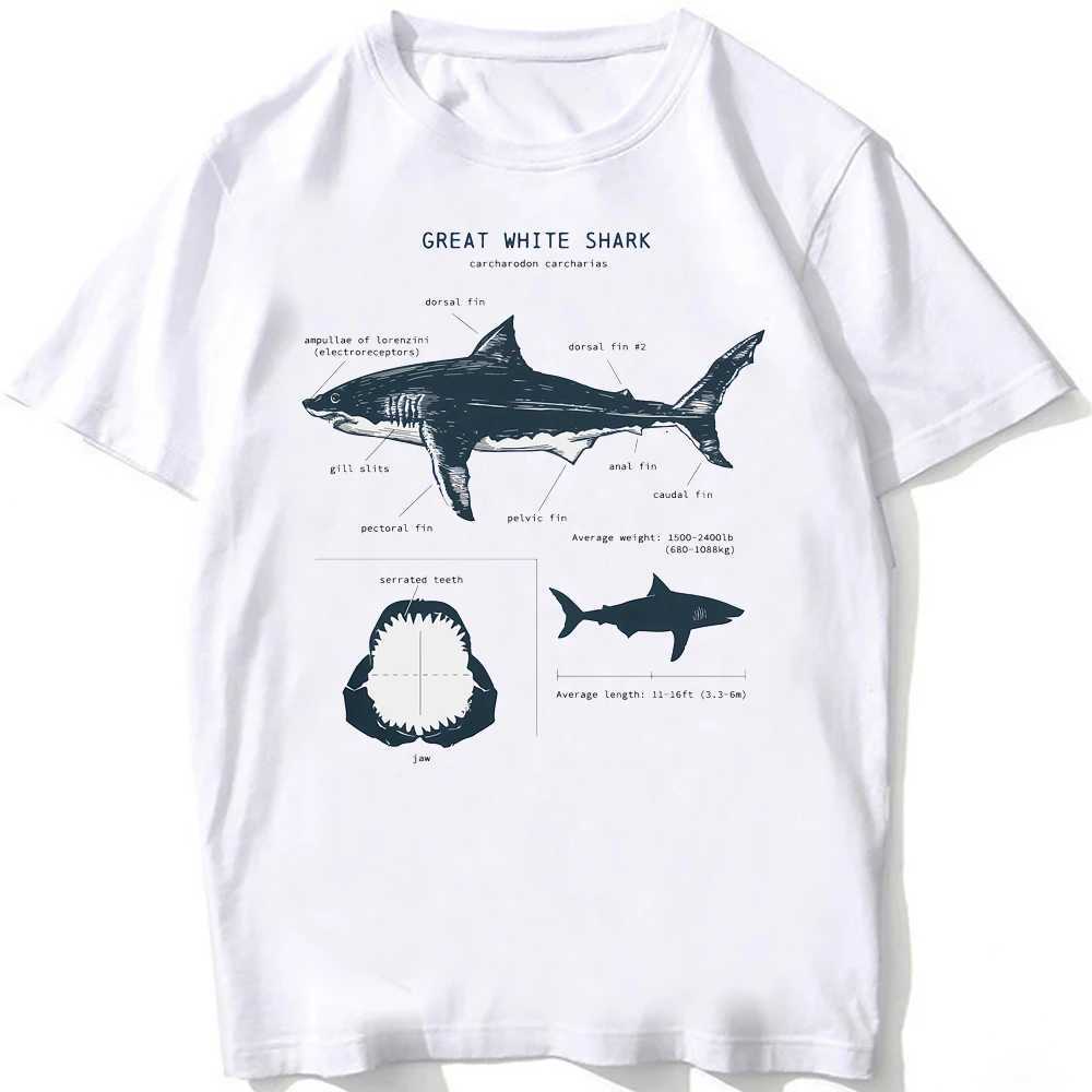 Whale Shark Anatomy Biology T-shirt unisex womens loose hip-hop casual T-shirt mens beach diving white T-shirt retro boy T-shirtXJ250409
