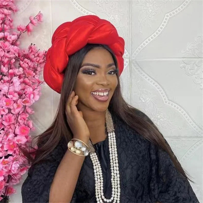 Super Big Braid Headband Women Hair Tie Band Party Head Bands Lady Turban Headwear Raw Silk African Hair Accessories 250409