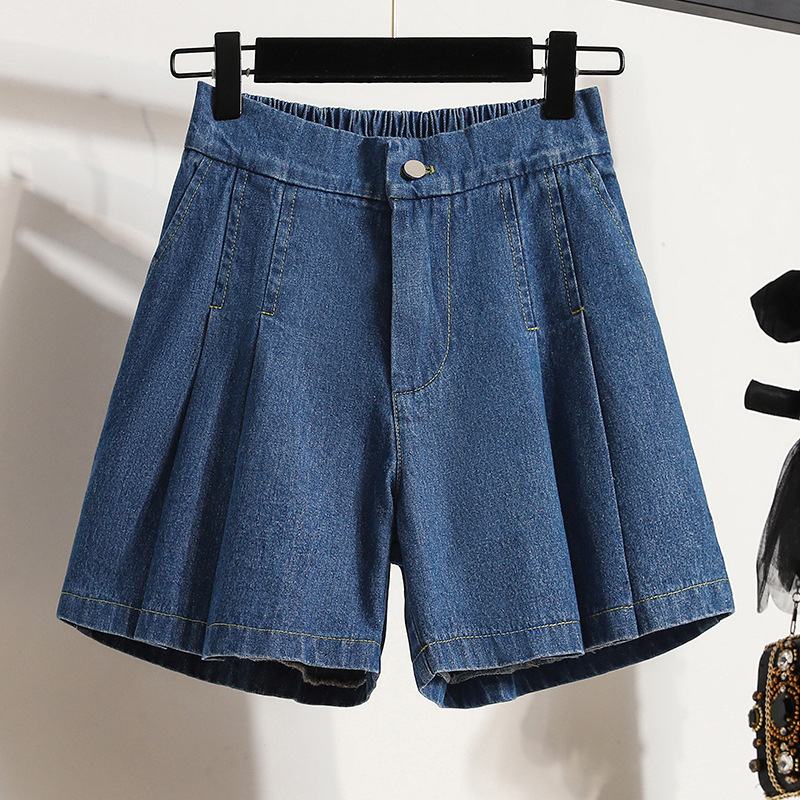 2025S Women S Designer Shorts Fat And Plus Size Women S Pound Denim Shorts Summer A Line Leg Wide Elastic High Waist Female Student Hot Pants Hot Pant