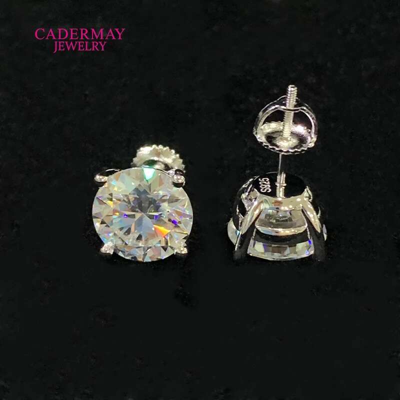 High Quality 4 Prongs Screw Back 10mm 4ct D VVS1 Moissanite Diamond Earrings Stud 925 Sliver Moissanite Earrings For Women Men
