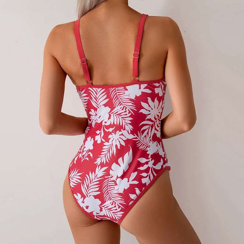 Women ral Print One Piece Swimsuit Push Up Bikini Conservative Swimwear Female Bathing Swimming Bodysuit Beach Wear Summer
