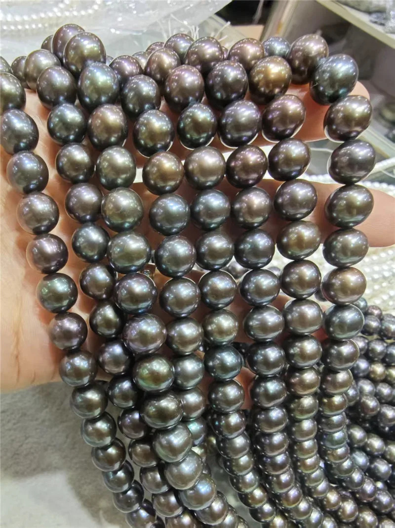 Wholesales Genuine Natural Freshwater A15 56mm black round pearl Loose Beads DIY 251131