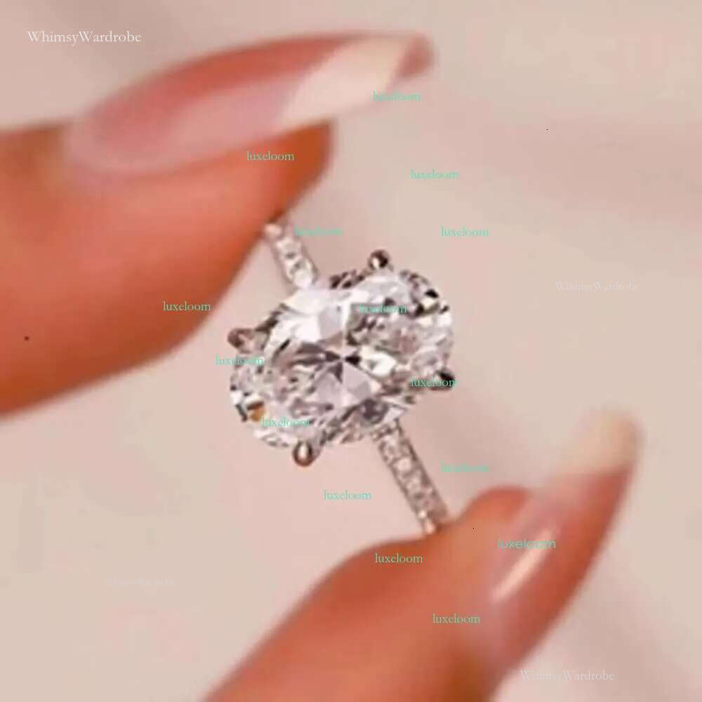 Yu Ying Customized White Gold D color Oval Cut Moissanite Women Jewelry Wedding Set Rings Engagement Ring