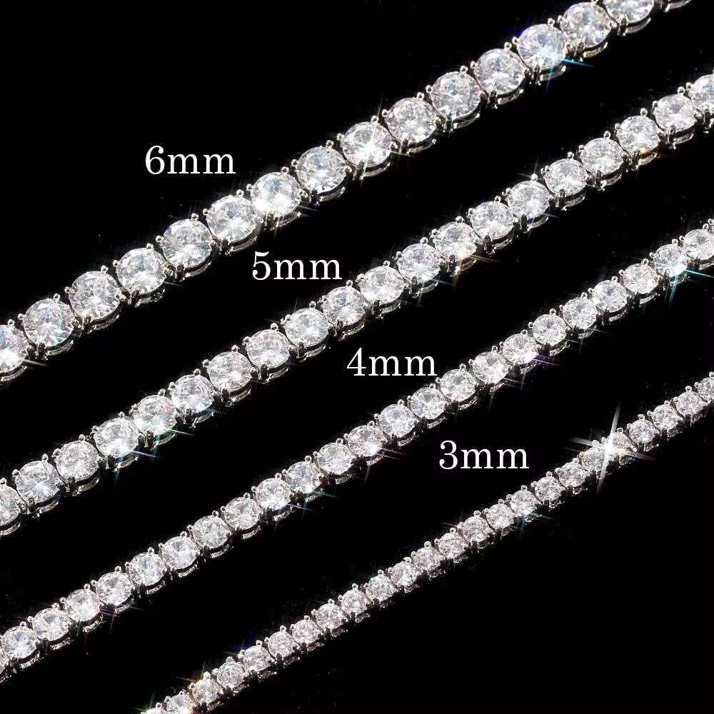Hot sale 3mm 4mm 5mm Hip Pop Punk Bling Snap Hook Iced Out Zircon Tennis Chain necklace for men