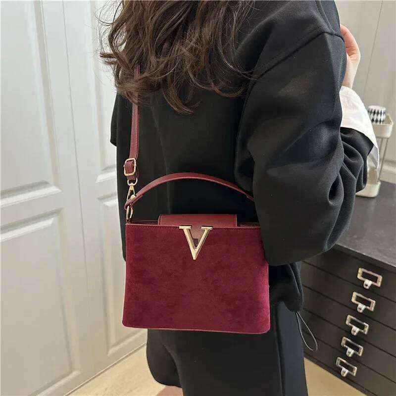 Fashionable Mini Women's Faux Suede Tote Bag, Hardware Lock Buckle Decoration Handbag Purse Shoulder Cross Body Bags