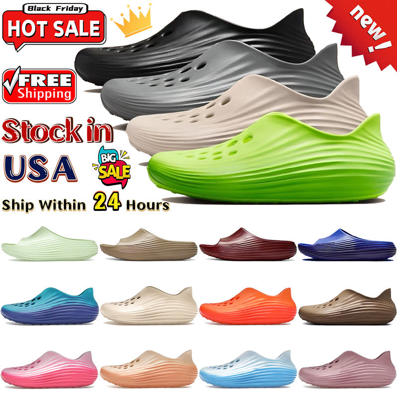 Designer slippers mens ReactX Rejuven8 slides black white Dusty Cactus Barely Volt Guava ice Green Strike Safety Orange womens foam sandals summer slides sliders