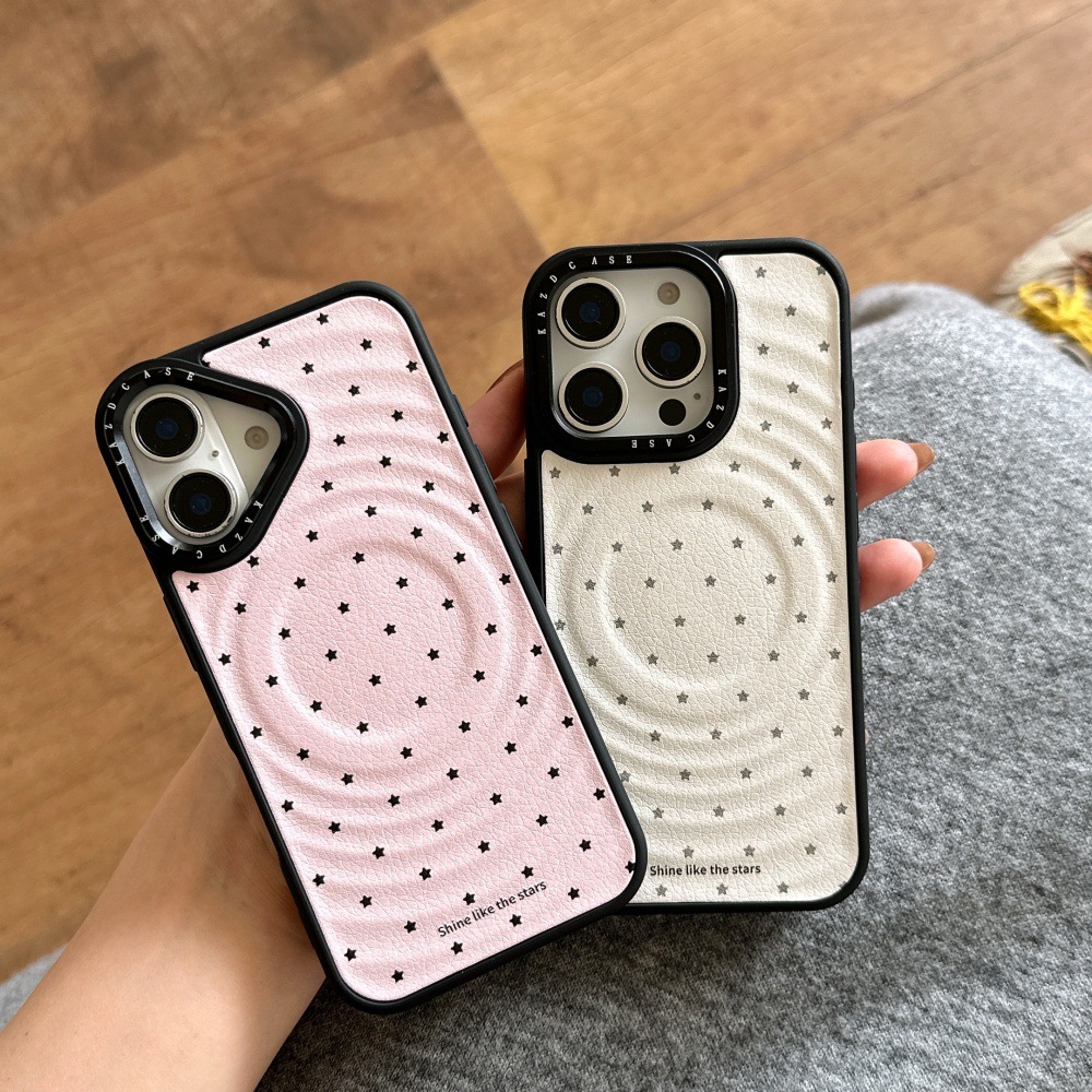 Circle Pattern Sticker Magnetic Heart Wings Stand Phone Case Compatible with iPhone 17/16 Pro Cartoon Shockproof Cover iPhone 15