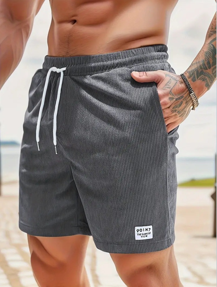 2025 New Designer Men Shorts Summer Solid Color Lace Up Sports Corduroy Simple Five Quarter Men Shorts Casual Pants
