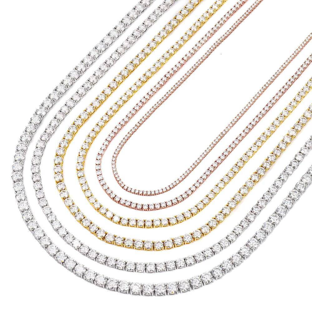 Luxury Hip Hop Fine Jewelry 925 Sterling Silver 5mm 16/18/20/22/24 Inches Hiphop Necklace for Men Women Moissanite Tennis Chain