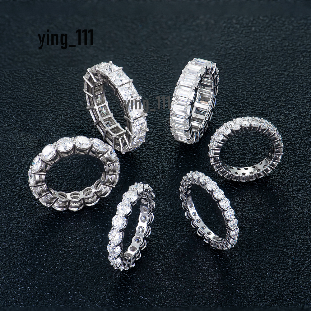 3mm 4mm 5mm 6mm Women Mens Iced Out Full 925 Sterling Silver Eternity Engagement Hip Hop Tennis Vvs Diamond Moissanite Ring