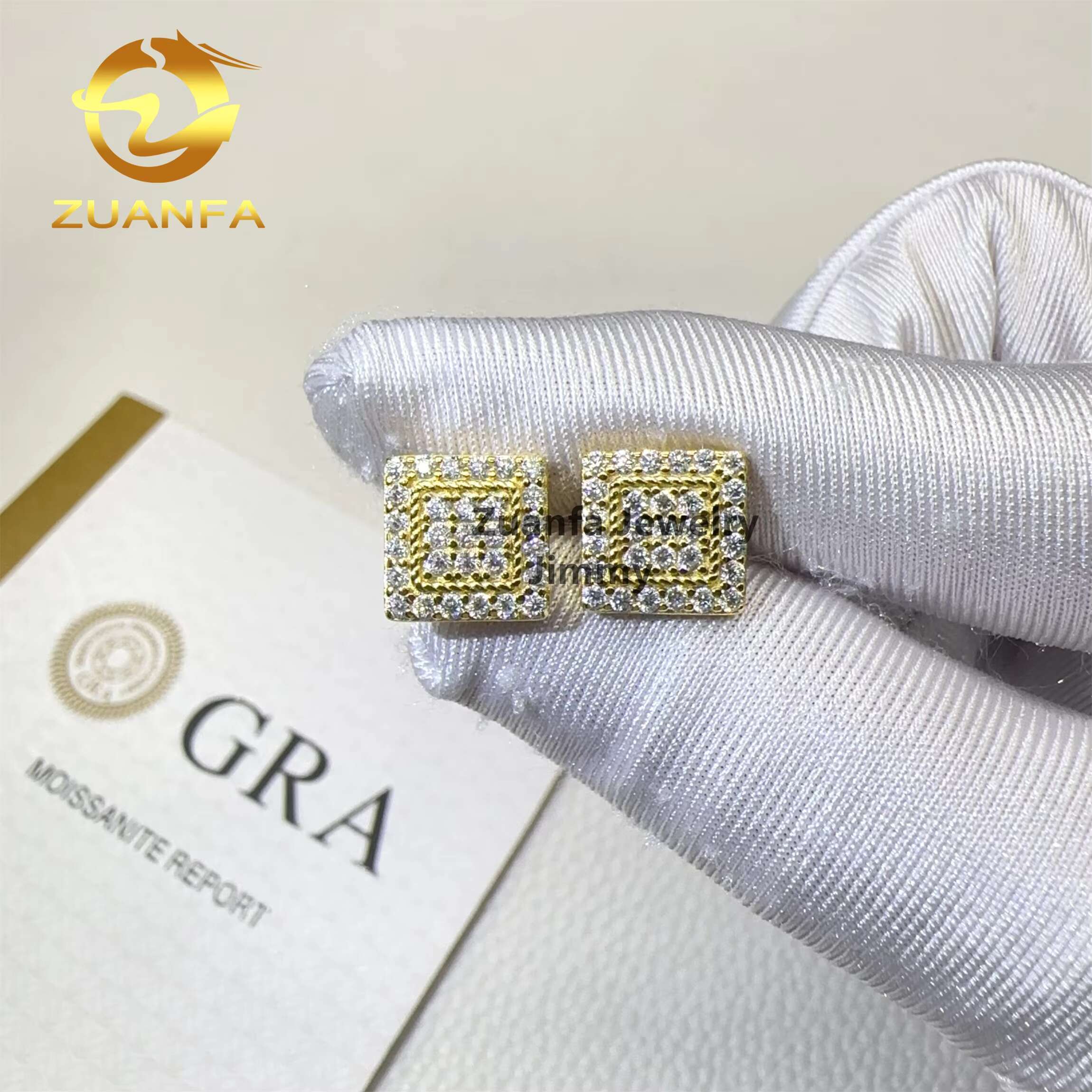 Retail Price New Design in Stock Iced Out Hip Hop Sterling Silver 925 Screw Back Flawless Moissanite Diamond Stud Earrings Men