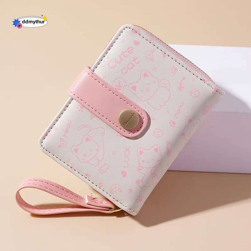 New Korean Style Cute Cat Girls Wallet Short Student Card Holder Money Bag Zipper Wallets for Women Cartera ddmythur
