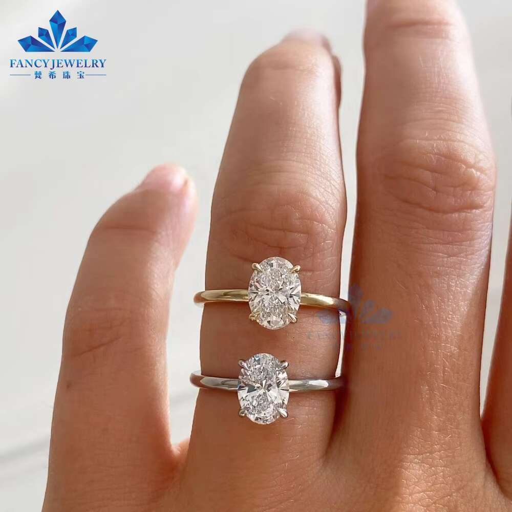 S925 Sterling Silver 18K Solid Gold Elegant Engagement VVS Moissanite Ring Fashionable Moissanite Jewelry