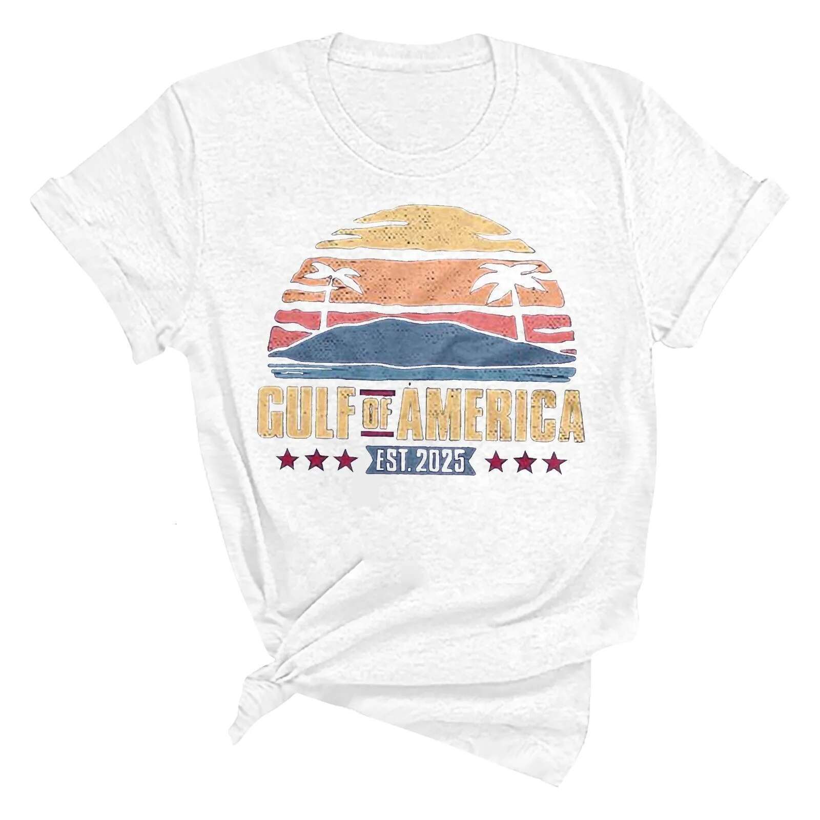 Dongdumaoyi Gulf Of America Est T Shirt For Women S Letter Print Crew Neck Short Sleeve Tee Tops Female Clothes Shirt