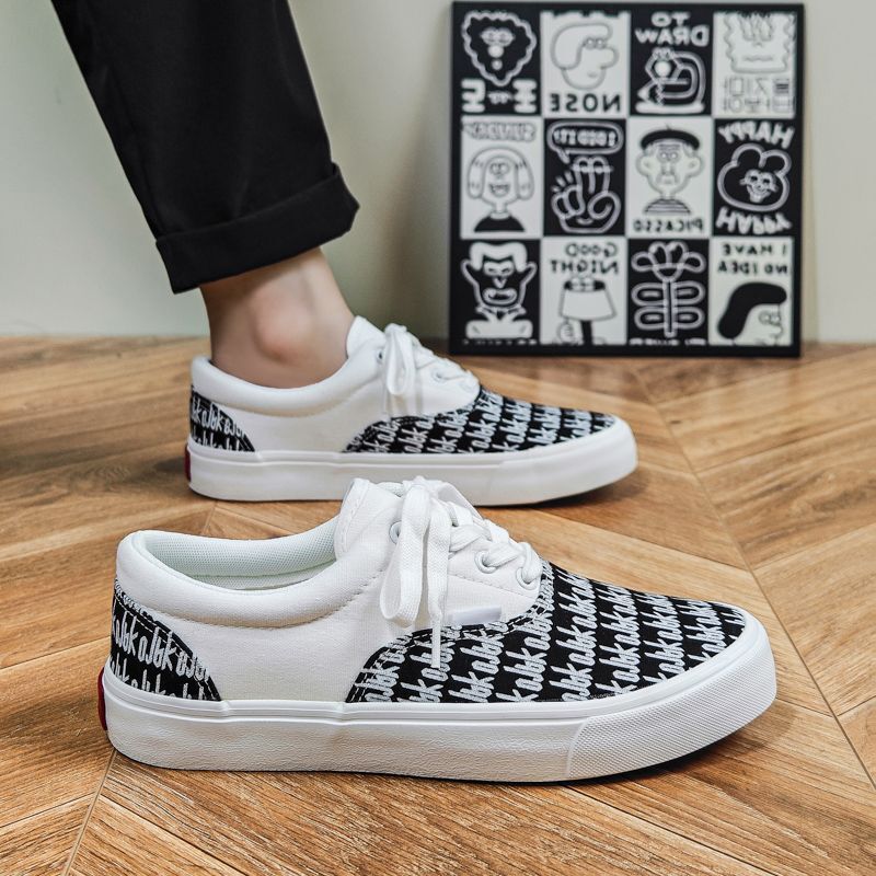 2025 Spring Breathable Canvas Shoes Korean Edition Versatile Harajuku Color blocked New Trendy Low cut Board Shoes