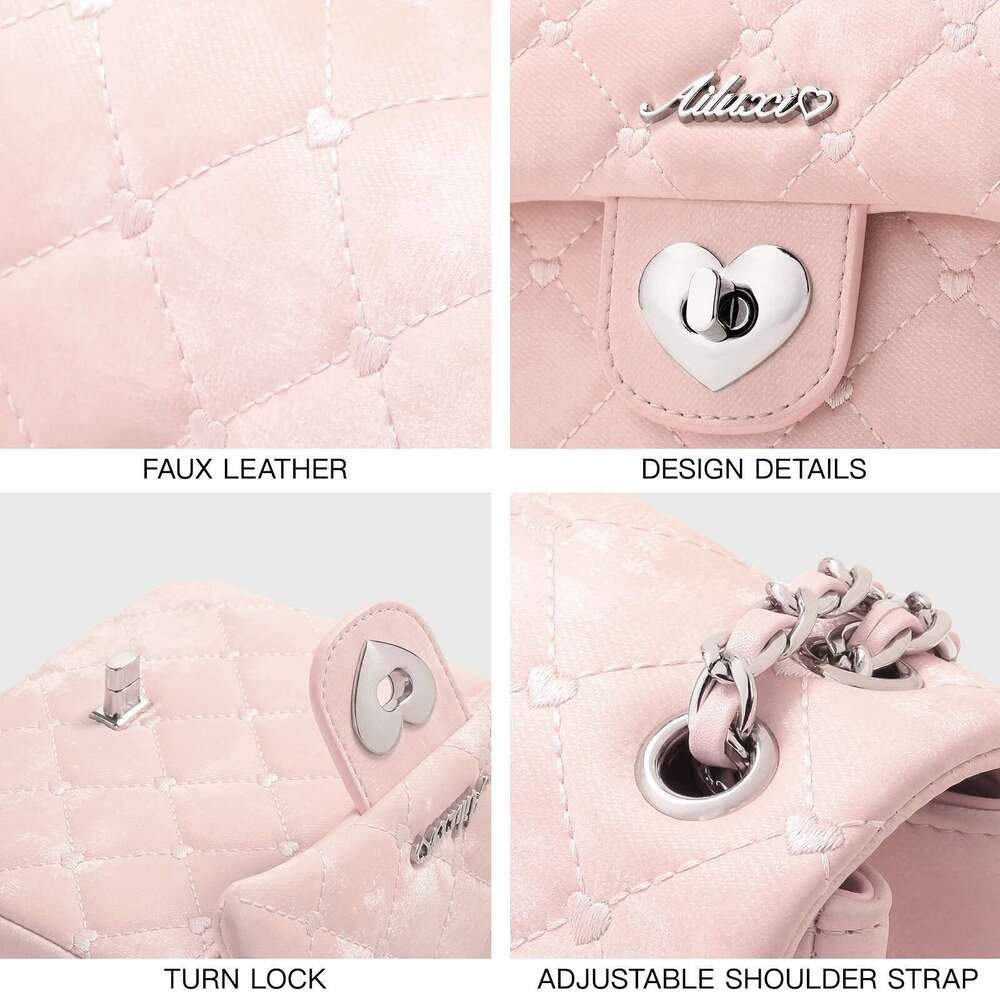 AII Women Chain Mini Pink Love Heart Square For Cosmetics Storage Original Designer Brand Crossbody Fashion Bag