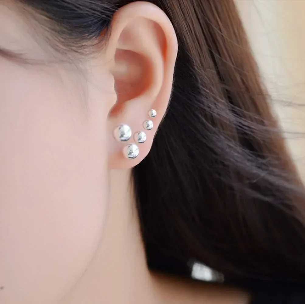 925 Sterling Silver Stud Earrings for Women Sterling Silver Earrings Multiple Piercings 5 Pairs Earrings Set 2mm 3mm 4mm 5mm 6mm Z250408