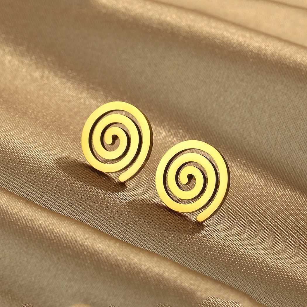 Gold Color Tiny Spiral Stud 316L Stainless Steel Fashion Earrings for Women Small Unisex Metal Celtic Spiral Jewelry Black Punk Z250408