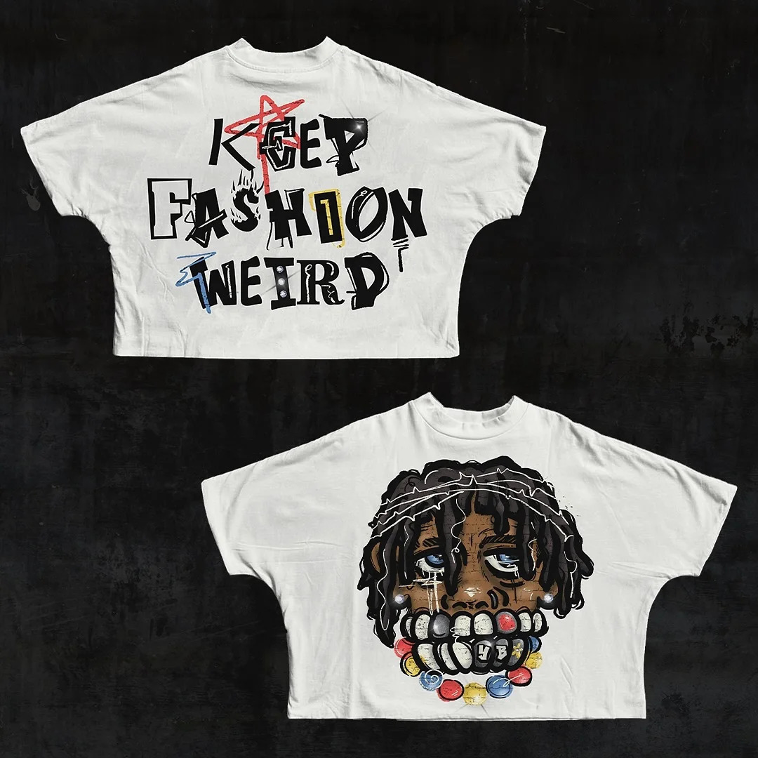 Y2K Hip Hop Graphic Printed Tshirt Pure Cotton Womens Gothic Retro Street Clothing Mens and Casual Short Sleeves 250409