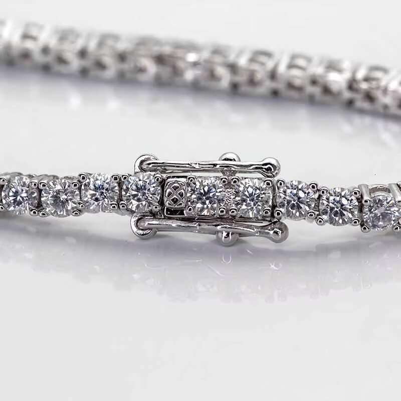 925 Sterling Silver Moissanite White Gold Plated Sparkling 2mm 3mm VVS GRA Wedding Brides Jewelry Tennis Bracelet for Women