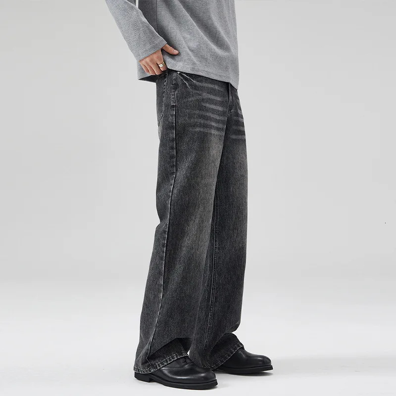 N40 American Simple High Street Retro Trendy Loose Full Match Casual Vintage High silhouette Mens Straight Jeans 250408