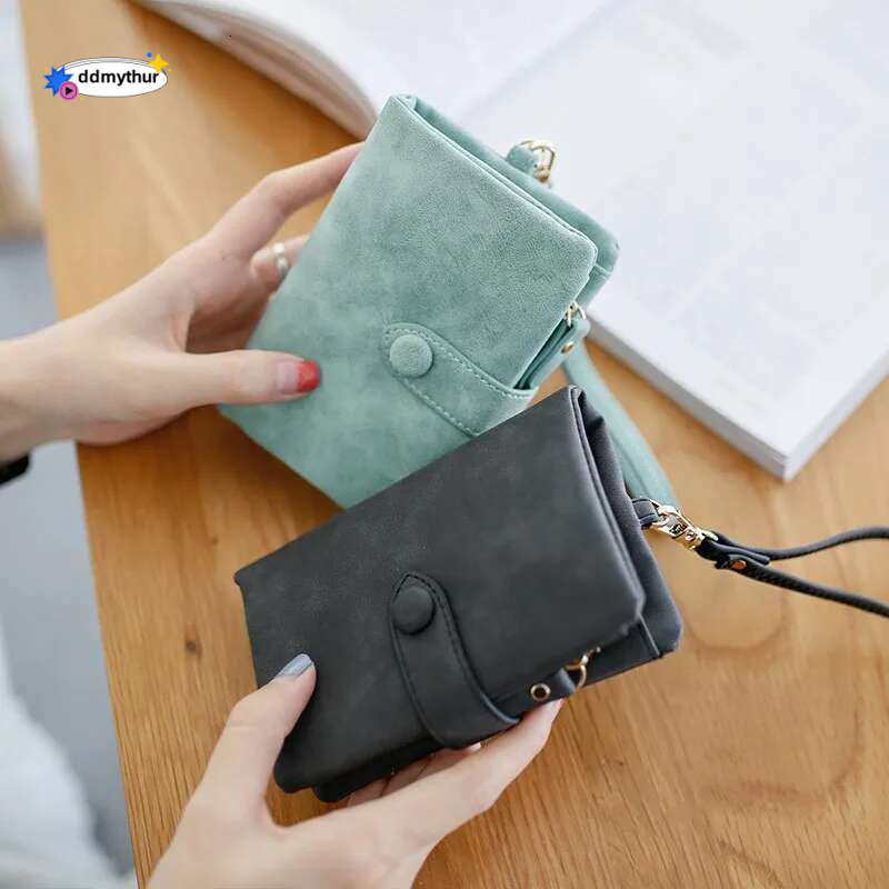 Women Fashion Matte Short Wallet PU Leather Zipper Hasp Frosted Ladies Purses Money Coin ID Card Holder Girls Cute Clutch ddmythur