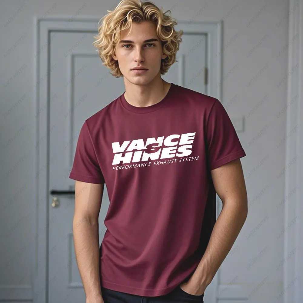 VANCE HINES Printed Fashionable Mens T-shirt Inspired by Motorcycle Racing Exhaust System Mens T-shirt Casual Loose Harajuku Soft T-shirtXJ250409