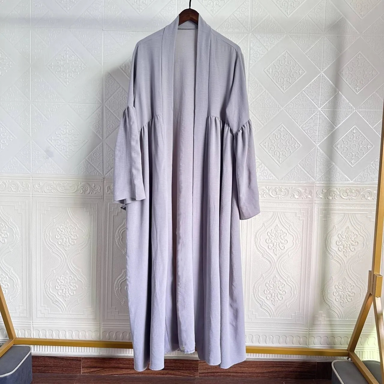 Muslim women open Abaya long cardigan wool sweater for spring and summer Islamic ethnic clothing Arab kimono classic Kaftan black 250409
