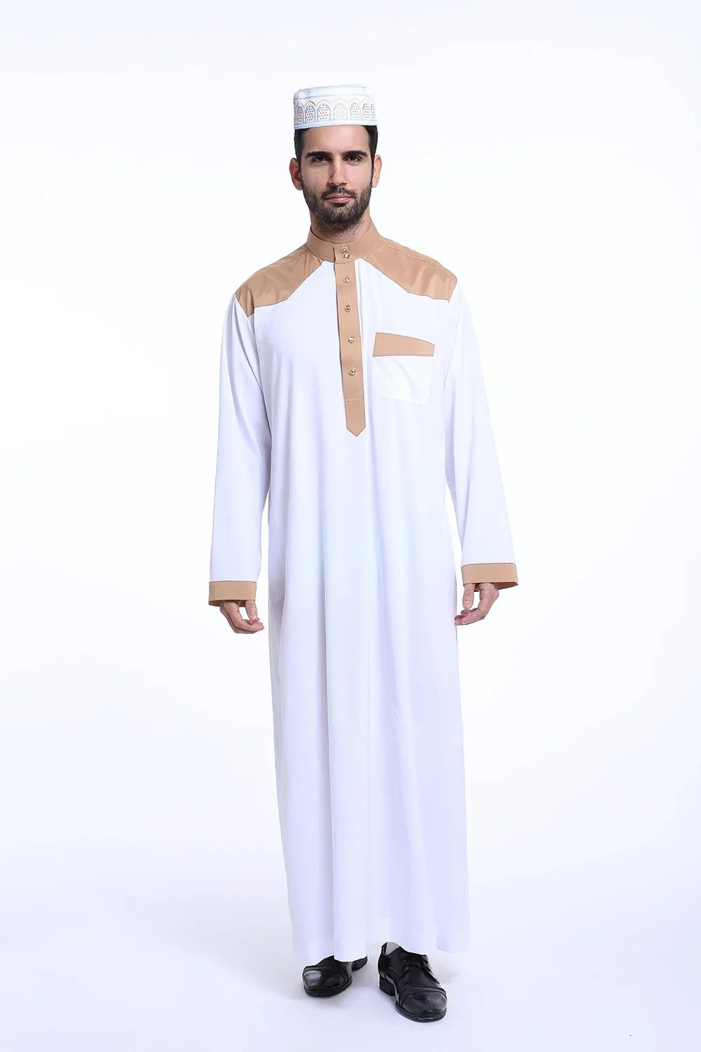 Saudi Arabia mens Jubba Thobe Muslim long sleeved robe Thoub Eid al Fitr Dishdasha traditional clothing Islamic prayer Abaya dress 250409